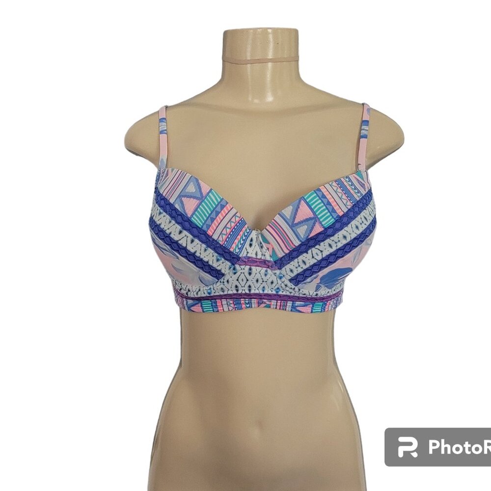 Aztec Tribal Purple/Pink Print Op Push-up Bikini Top Padded & underwire
